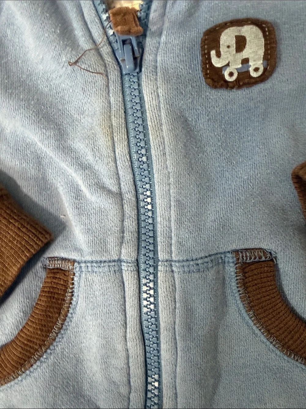 Old Navy Light Blue and Brown Hooded Zip Sweatshirt 2010